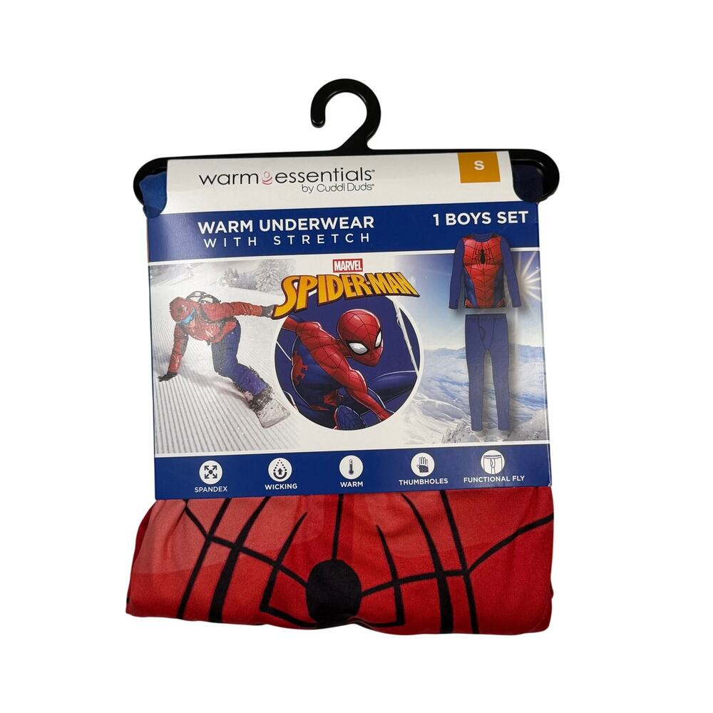 Boys Spider-Man Warm Underwear Set Small 6/7 Warm Essentials by Cuddl Duds NWT